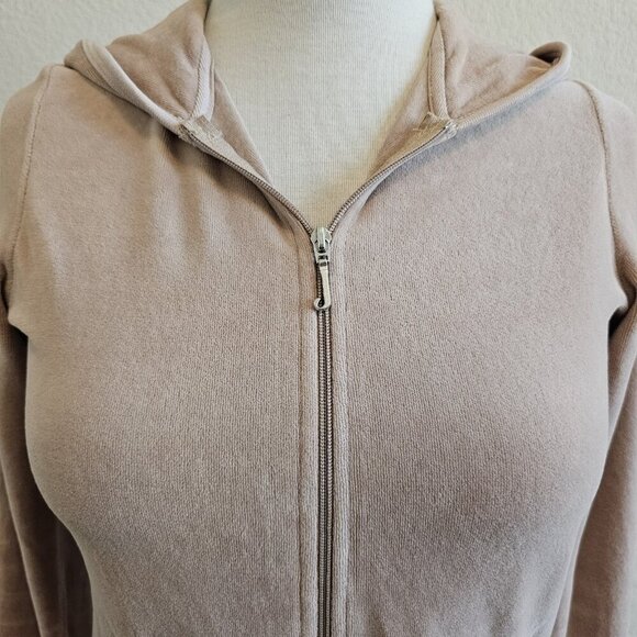 Vintage Y2K 90's Juicy Couture Tan Velvet Velour Jumpsuit Hoodie SWEATER ONLY S - Picture 3 of 12